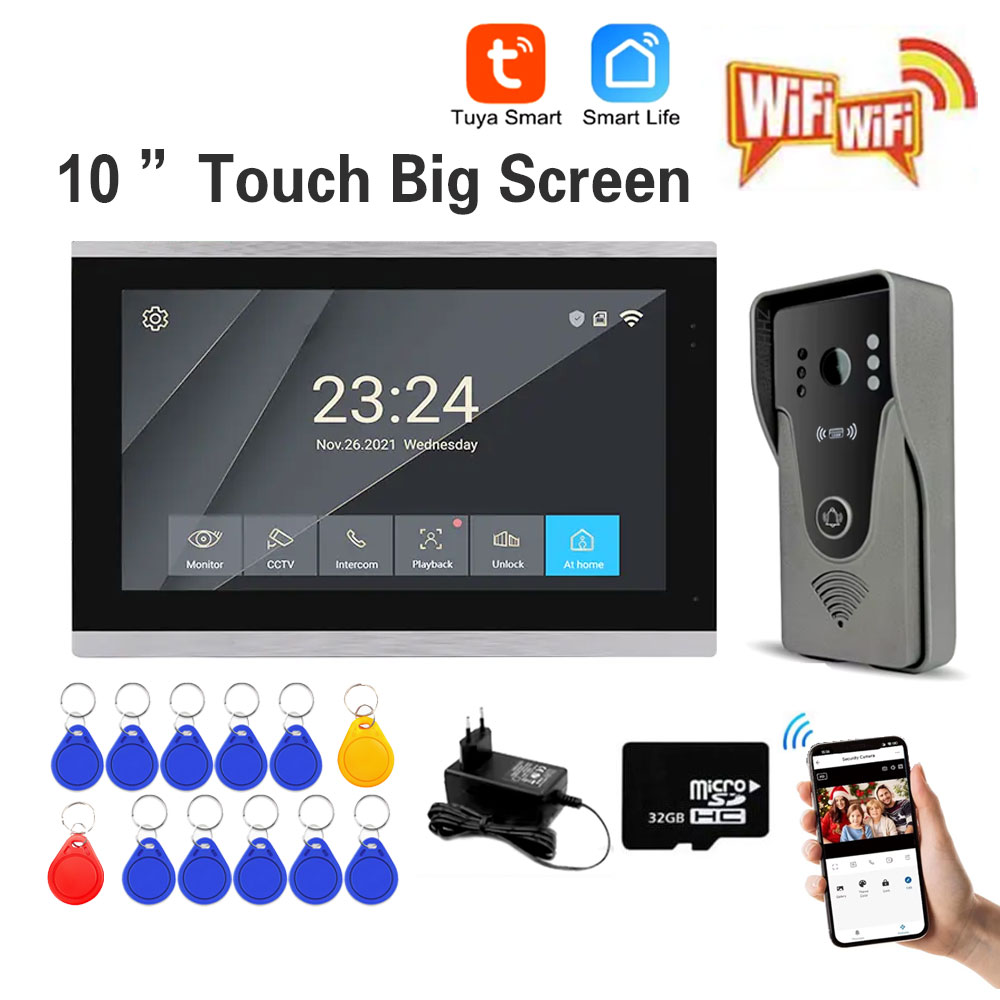 Smart Home Video Doorbell App - Tuya 1080P 10 Zoll Farbe Touch