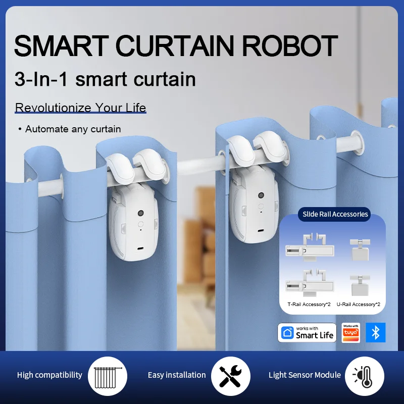 Smart Curtain Robot - Smarter Bluetooth-Vorhangroboter mit Kurzstrecken-Direktverbindung, Elektrischer Vorhangroboter,