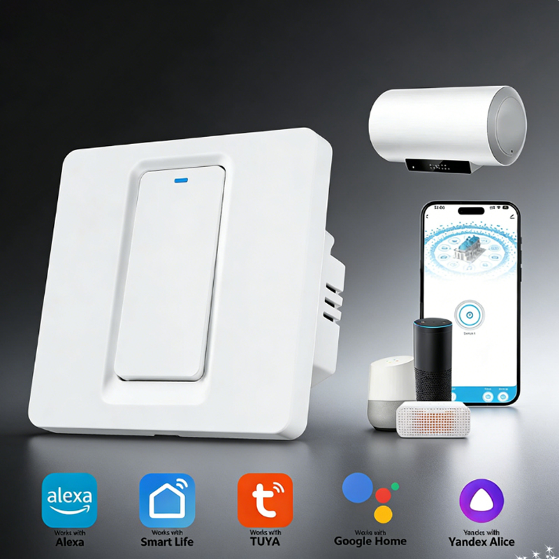 Smart Home Web - Intelligenter Warmwasserbereiterschalter/WiFi- und Bluetooth-Touch-Steuerung, funktioniert mit