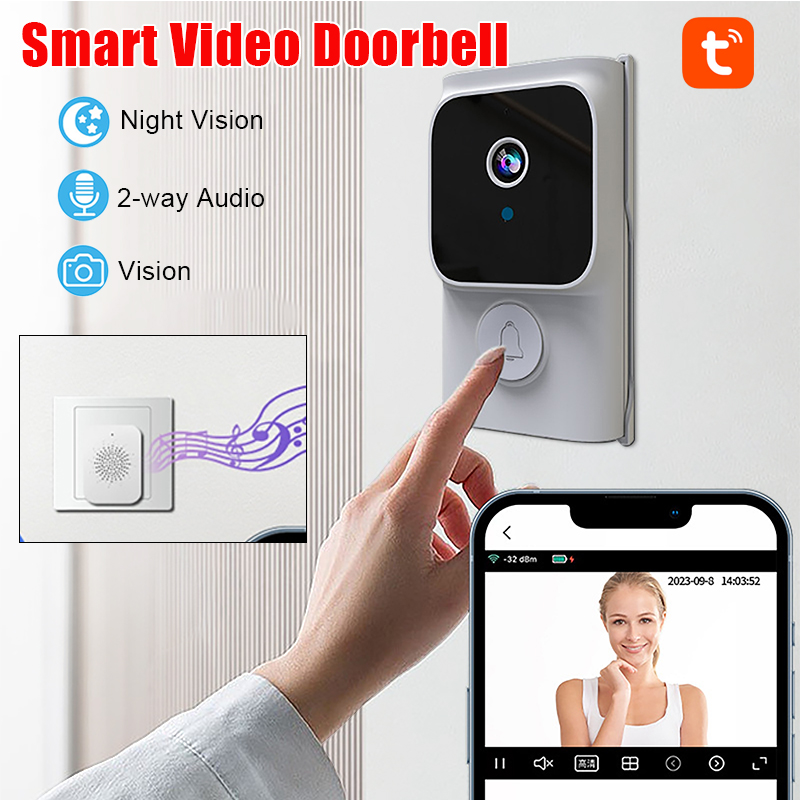 Smart Home Video Doorbell App - Tuya Kabellose Smarte Video-Türklingel mit APP-Fernbedienung,