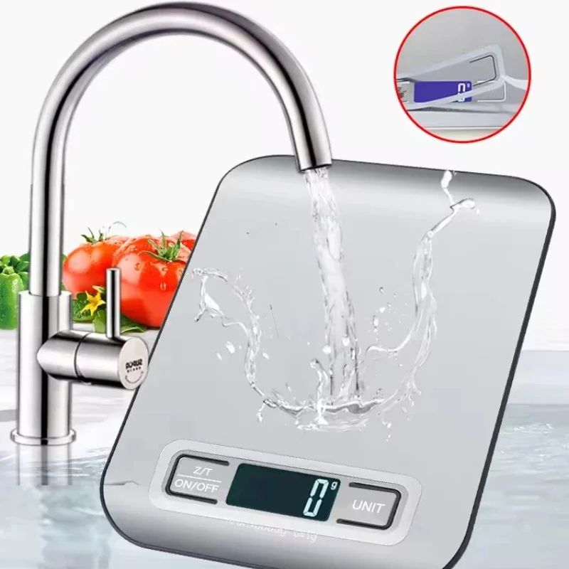 Smart Home Utensils - Digitale Küchenwaage mit LED-Anzeige 5kg/1g Edelstahl-Panel