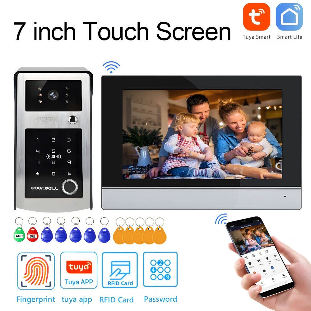 Smart Home Video Doorbell App - WLAN Tuya 7 Zoll Touchscreen WLAN-Video-Türklingel