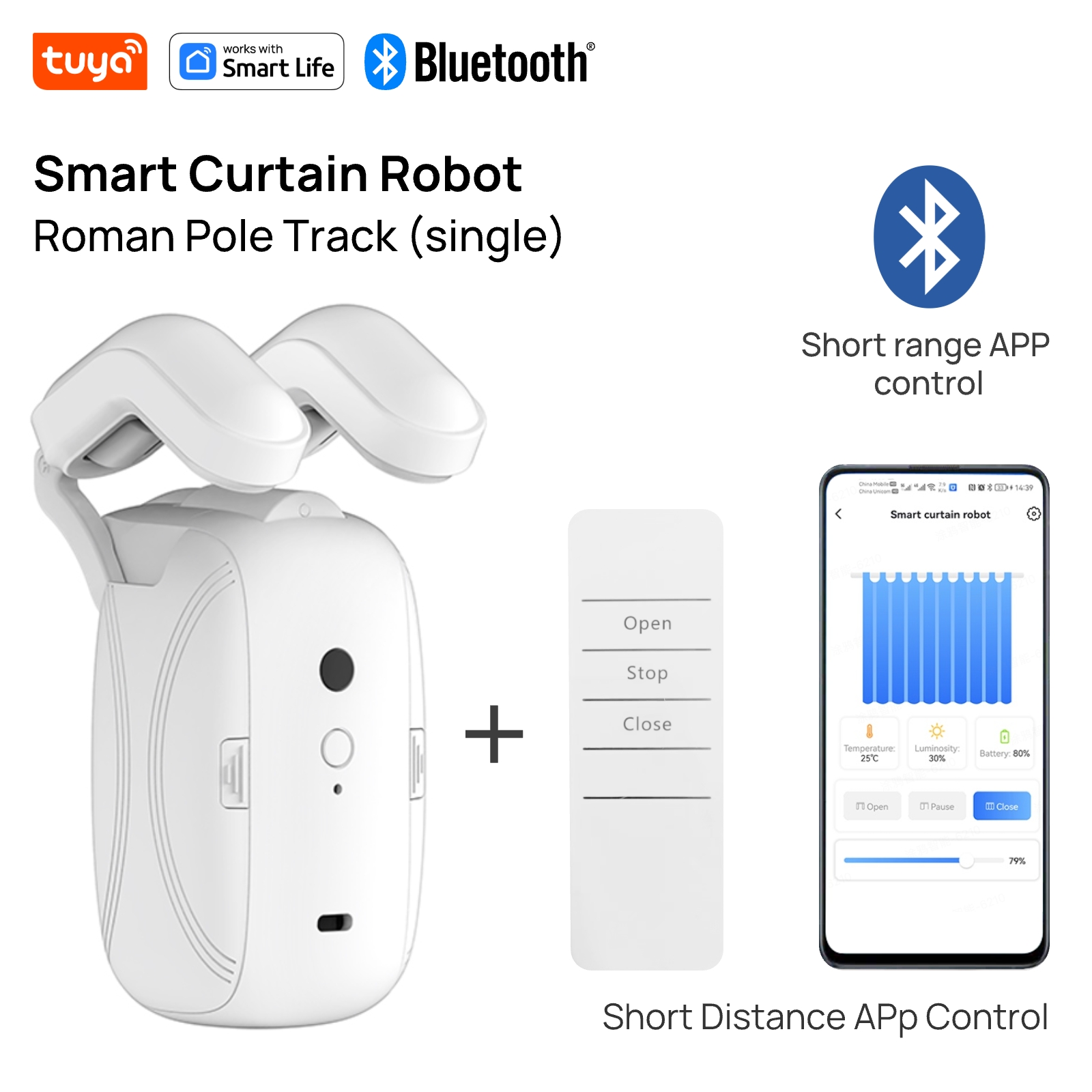 Smart Curtain Robot - Tuya Smart Vorhangroboter (Römische Vorhangstange) Bluetooth